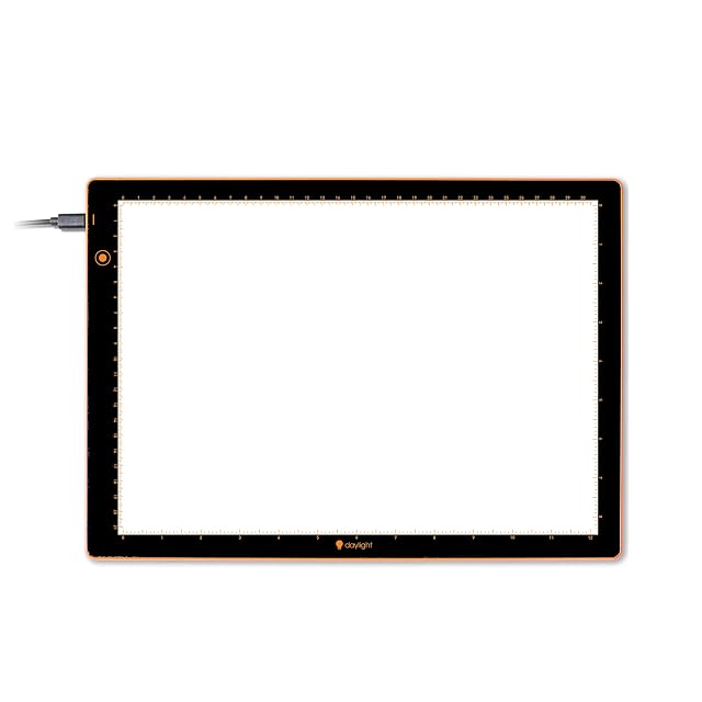 Mesa de luz Daylight Wafer 1 en formato A4, encendida