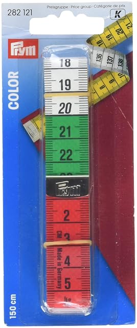 Cinta métrica amarilla Prym de 150 cm con decímetros marcados en color